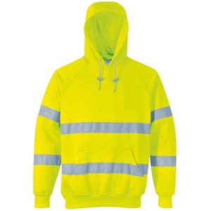 B304 Hi-Vis Hooded Sweatshirt geel met relflectie strepen Maat XL