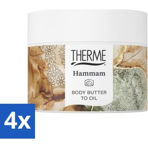 4 x Therme - Hammam - Bodybutter to Oil - Hydraterend - Verzorgend - 225gr - Lichaamsbalsem - Bodybutter - Olijf Olie - Argan Olie - Hydraterend