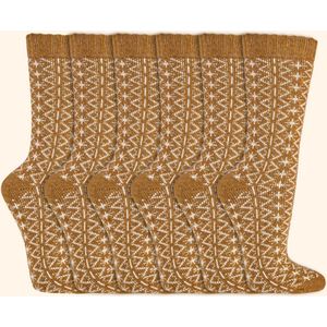 Wollen Sokken | Dames sokken | Folklore | Kleur: Geel | Maat: 35-38 / 39-42 | 6 paar