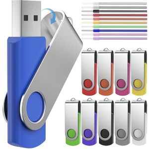 10-pack 512 MB geheugensticks Draagbare USB-stick - Bulk USB 2.0-flashstation Kleine capaciteit 512 MB draagbare thumbdrives - FEBNISCTE Swivel Value Pendrive Relatiegeschenk Datastick Veelkleurig met led-indicator