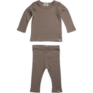 BAKIMO Baby & Kids Loungewear - Biologisch Bamboe Katoen - Ribstof set broek en trui - Silver Sage / Groen Grijs - 74/80