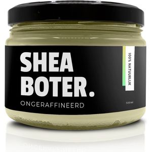 Natuurbazen Shea Boter – 100% Natuurlijk, Ongeraffineerd & Onbewerkt – 500ml in Glazen Pot – Rijk aan Vitamine A, E & Vetzuren – Voor Droge Huid, Lippen, Haar & DIY Cosmetica – Romige Textuur met Natuurlijke Geur
