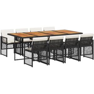 vidaXL Tuinset - Tuinsets - Loungeset - Tuintafel - 9-delige Tuinset poly rattan zwart