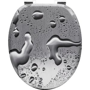 Kamyra® Antibacteriële Toiletbril met Softclose & Print - Toiletbrillen, WC Bril, Brillen, Toiletzitting - Grijs Druppel - 43.8x37.8 cm