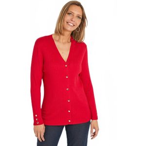 Geribd kort vest met V-hals en knopen