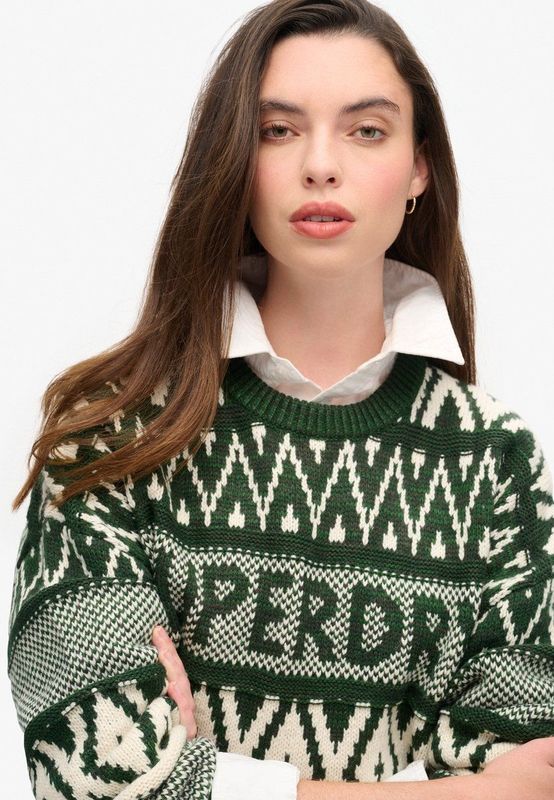 Superdry - Trui met Merkpatroon en Ronde Hals - Dames - Sweaters