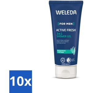 WELEDA - Douchegel 3‑in‑1 Active Fresh Men - 200 ml - Bulkverpakking - 10 stuks
