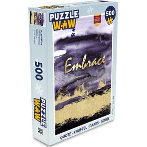 Puzzel Quote - Knuffel - Paars - Goud - Legpuzzel - Puzzel 500 stukjes