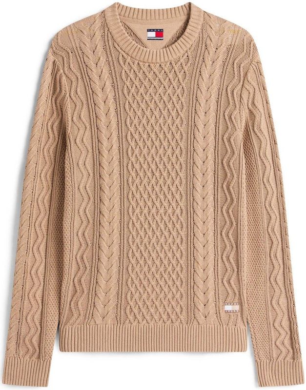 Tommy Jeans - Kabelgebreide Trui - Beige - Katoen