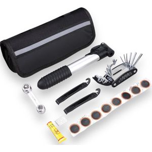 Tergotec universele fiets reparatieset / Incl. bandenplakset, pomp en 16-delige multi-tool / Vaderdag / Vaderdagcadeau