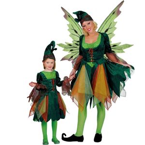 Funny Fashion - Elfen Feeen & Fantasy Kostuum - Willow Woman Elf - Meisje - groen - Maat 152 - Carnavalskleding - Verkleedkleding