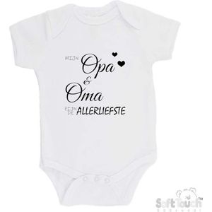 100% katoenen Romper ""Mijn opa & oma zijn de allerliefste"" Unisex Katoen Wit/zwart 62/68