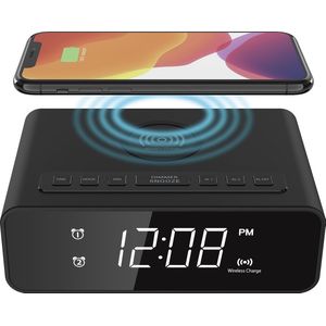 Denver Digitale Wekker met Draadloze Oplader - Dubbel Alarm - ECQ106 - Zwart