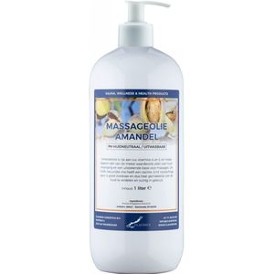 Massageolie Amandelolie 1 liter met witte pomp - 100% natuurlijk - biologisch en koud geperst