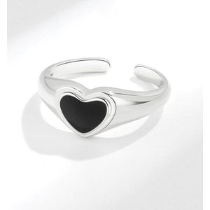 Ring dames | stainless steel dames ring | plated zilverkleurig | hartjes ring | zegelring met hart | one size ring| verstelbare ring | cadeau voor vrouw | vriendschapsring | valentijn | valentijnscadeautje