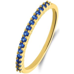 Lucardi Dames Zilveren goldplated ring met zirkonia voor dames - Ring - 925 Zilver - Goudkleurig - 16 / 50 mm