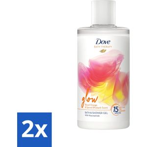 2 x Dove Badschuim & Douchegel - Bath Therapy - Glow - Bloedsinaasappel & Rabarber - 400 ml - Badschuim - Douchegel - Dove - Ontspannen - Huidverzorging