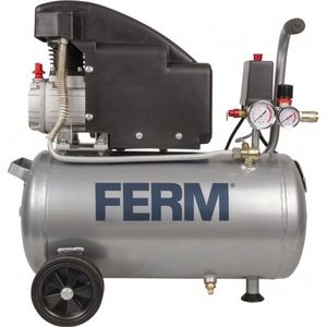 FERM - CRM1045 - Compressor - 1100W – 24 liter tankinhoud – 8 bar – 1.5pk – Inclusief - universele ¼” snelkoppeling - 2 manometers