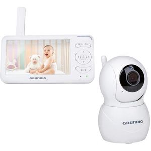 Grundig - Video Babyfoon met Camera - Wit - 5-inch Kleurenscherm - Nachtzicht en Temperatuurweergave