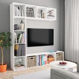 vidaXL - 3-delige - Boekenkast-/tv-meubelset - 180x30x180 - cm - wit