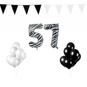 57 jaar Verjaardag Versiering Pakket Zebra