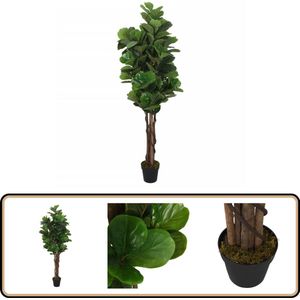 vidaXL Kunstplant Vijgenboom - 150 cm - 180 Bladeren Kunstvijgenboom - Ficus Lyrata - Kunstplant - Groene Plant - Kamerplant