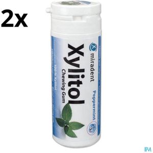 Miradent Xylitol Kauwgom | Pepermunt | 2 x 30 stuks | Voordeelverpakking