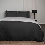 Superieur - Dekbedovertrek Twin Face - Zwart / Lichtgrijs - 100% Katoen - 260x200/220cm