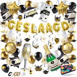 Fissaly Geslaagd Versiering Feestpakket – Afgestudeerd Slingers & Ballonnen – Decoratie Graduation