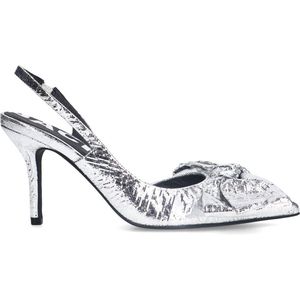 Sacha - Dames - Zilveren metallic slingback pumps met strik - Maat 41