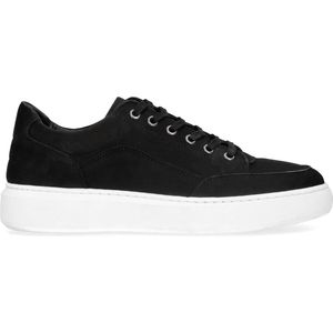 Manfield - Heren - Zwarte nubuck sneakers - Maat 40