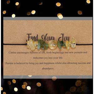 Bixorp ""Find Your Joy"" Armbandje - Edelstenen Cadeau Armband op kaartje - Peridoot & Citrien