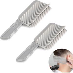Barbier Kam - 2 Stuks - Kapper Kam - Opscheerkam - Fade Kam - Barber - Haar Accessoire - Kam Voor Trimmer - Tondeuse - Kapperskam - Haar Kam - Haar Accessoire - Texturizing Comb - Professioneel Voor Salon/Kapper - Opscheerkam Voor Iedereen - Grijs