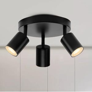 Moderne Draaibare LED Plafondspot 3-Bulb Zwart GU10 Plafondlamp - Plafondspots 23 x 10 cm voor Keuken Slaapkamer Woonkamer