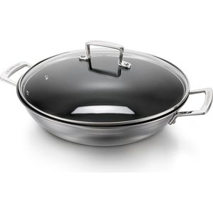 Le Creuset RVS wok met anti-aanbaklaag en glazen deksel 30cm 4,8l