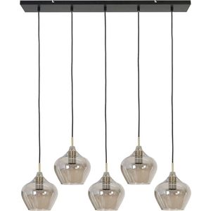 LM-Collection Chandler Hanglamp - 104x20x120cm - E27 - Brons/Goud/Zwart - Glas/Metaal - hanglampen eetkamer, hanglamp zwart, hanglampen woonkamer, hanglamp slaapkamer, hanglamp kinderkamer, hanglamp rotan, hanglamp hout, hanglamp industrieel