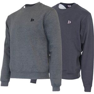2 Pack Donnay - Fleece sweater ronde hals - Dean - Heren - Maat XXL - Charcoal-marl & Navy (1397)