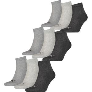 Puma Quarter Sokken Plain 9-pack Antraciet Melange-43/46
