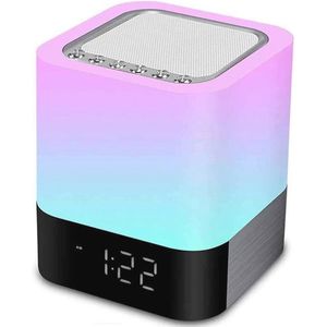 Bluetooth Speaker Nachtlampje met Touch Sensor en 7 Kleuren - MP3-speler en Wekker voor Kinderen en Feesten