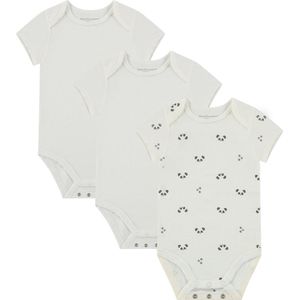 Bamboo Basics Mikky - Bamboe Baby Meegroei Romper (Multipack 3 stuks) - Korte Mouwen - Zijdezacht - Ademend - Wit - 74