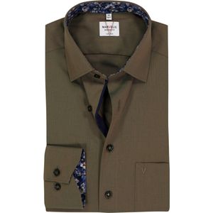 MARVELIS - Modern Fit - Overhemd - Olijfgroen - Mouwlengte 7 - Strijkvrij