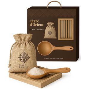 Badzout in Jute Zakje met Houten Lepel en Plateautje - Luxe Ontspanning voor Thuis - Natuurlijke Spa Beleving