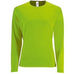 SOLS Dames/dames Sportief T-Shirt met lange mouwen (Neon Groen)