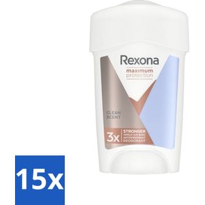 Rexona - Deodorant Stick - Women Maximum Protection Clean Scent - Anti-transpirant - 45 ml - Bulkverpakking - 15 stuks