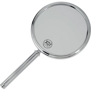 Handspiegel met handvat - tweezijdig normaal en 10x vergroting - handspiegel Ø 16 cm lengte 185 cm zilver chroom