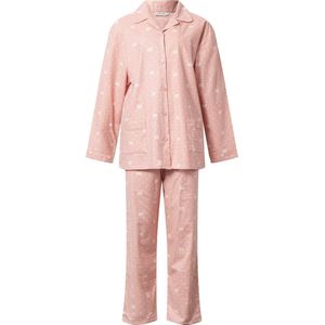 Lunatex - klassieke dames pyjama flanel met doorknoop - dream queen - roze - maat S