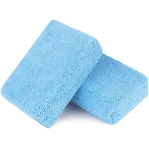 Microvezel applicator pads - 2-pack, autowassponzen, premium microvezelsponzen en reinigingspads, perfect voor het eenvoudig aanbrengen van wax, sealant en conditioner - blauw