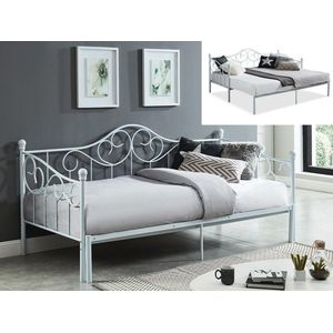 Onderuitschuifbed SEBILLE - Metaal - 90 x 200 cm - Wit L 208.5 cm x H 99 cm x D 181 cm