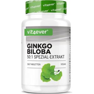 Vit4ever - Ginkgo Biloba 6000 mg - 365 tabletten - Premium: Met flavonglycosiden + ginkgolide terpene lactonen & vrij ginkgolzuur - Zonder ongewenste toevoegingen - Laboratoriumonderzoek - Hooggedoseerd - Veganistisch