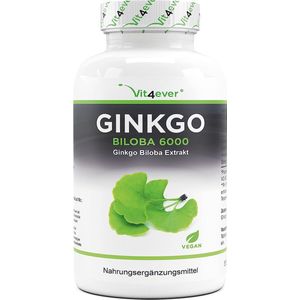 Vit4ever - Ginkgo Biloba 6000 mg - 365 tabletten - Premium: Met flavonglycosiden + ginkgolide terpene lactonen & vrij ginkgolzuur - Zonder ongewenste toevoegingen - Laboratoriumonderzoek - Hooggedoseerd - Veganistisch
